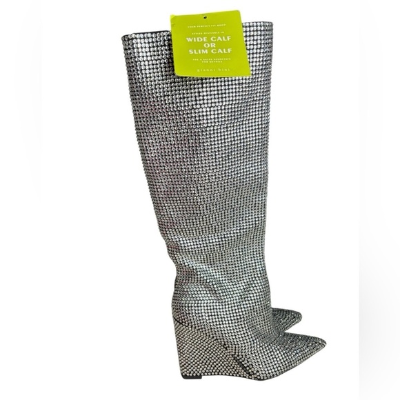 Gianni Bini Party Swifty GaborTwo Rhinestone Pointed Toe Tall Wedge Boots 6.5 - Picture 5 of 12